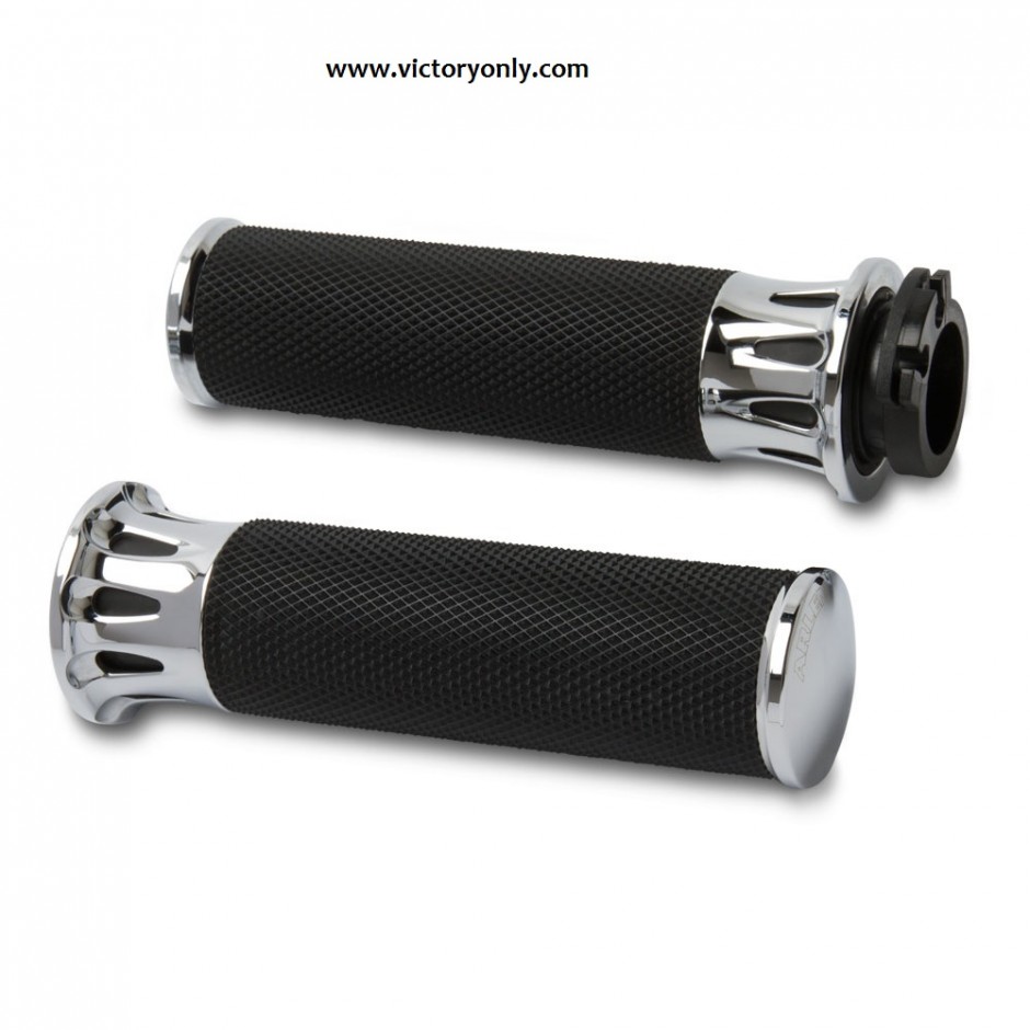 Grips Deep Cut Fusion w / Tube - Chrome, Black Victory Only Motorcycle ...