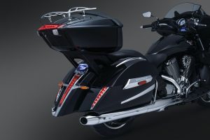 Bring some bite to your bike! Designed to compliment the body lines of the OEM saddlebags and coordinate with the main taillight, these stylish accents function as additional run-brake rear lighting. Peel-and-stick installation with plug-and-play wiring make installation simple. Available in Chrome or Gloss Black finishes.